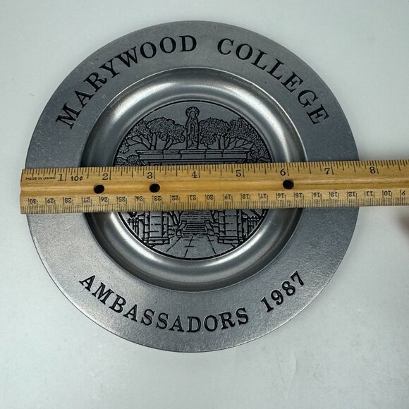 Vtg 87 Pewter Marywood College University Souvenir Collectible Plate Ambassadors - Picture 5 of 15